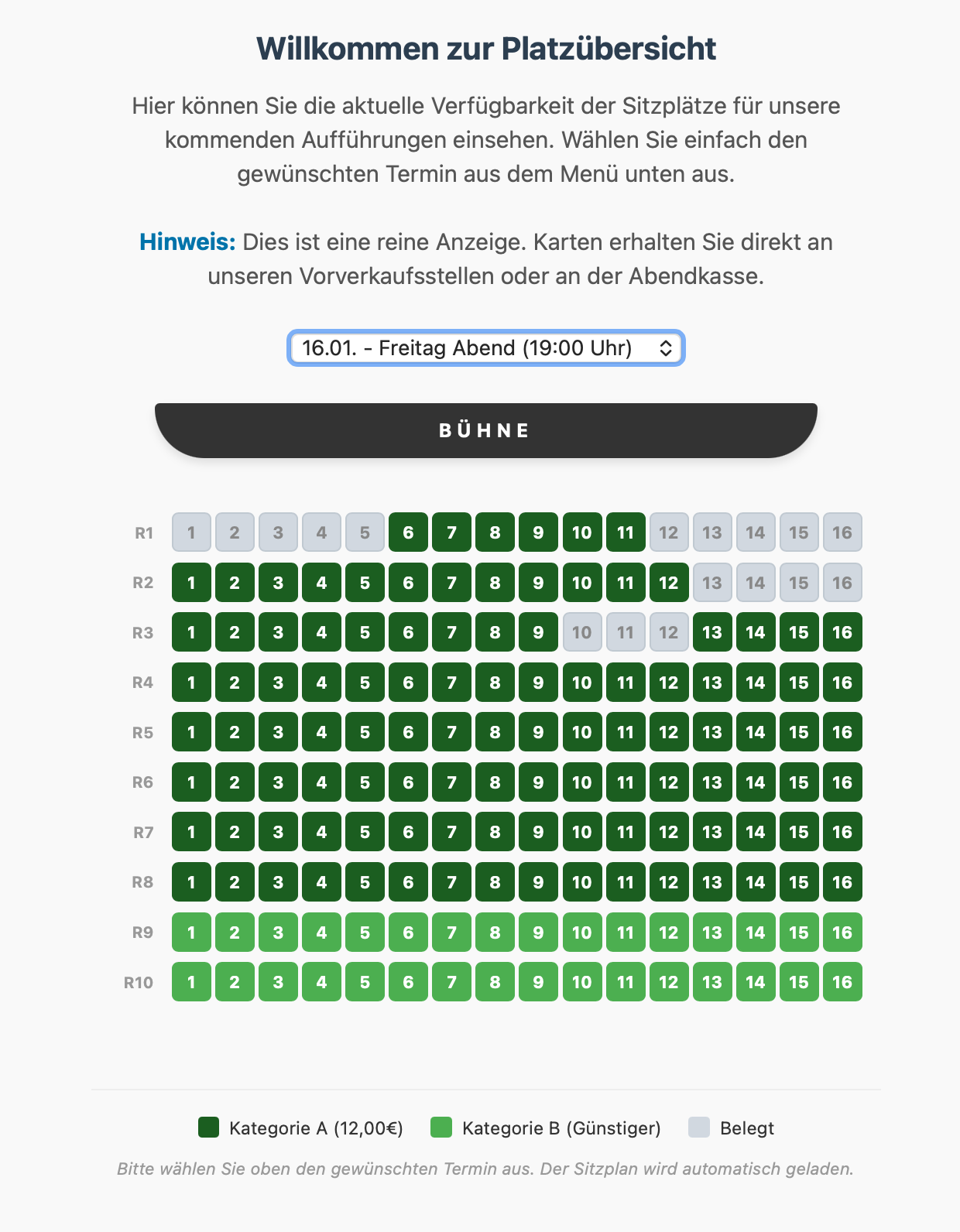 Sitzplatzreservierung: öffentlicher Sitzplan